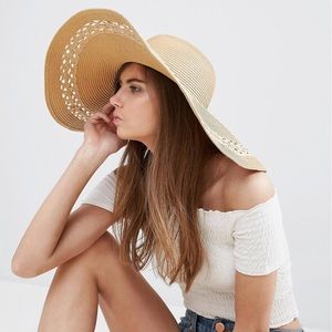 ASOS Wide Brim Floppy Hat with Open Weave Insert